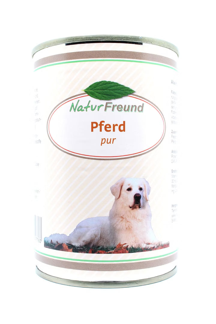 NaturFreund Pferd pur – Fettarmes Nassfutter für Hunde mit 70% Pferdefleisch