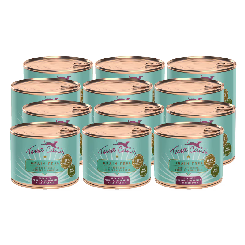 Terra Canis Menü  -Getreidefrei- Ente mit Kürbis, Erdbeeren und Holunder