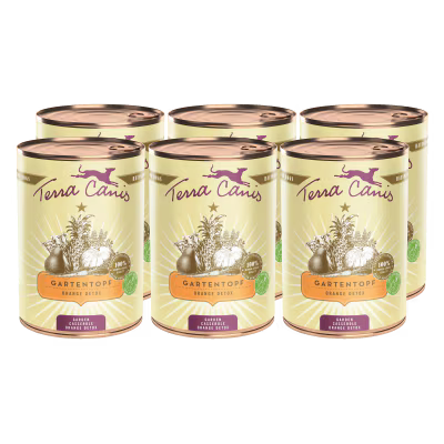 Terra Canis Menü Gartentopf Gartentopf Orange Detox
schonend gegarte Obst-Gemüse-Mischung in der Dose