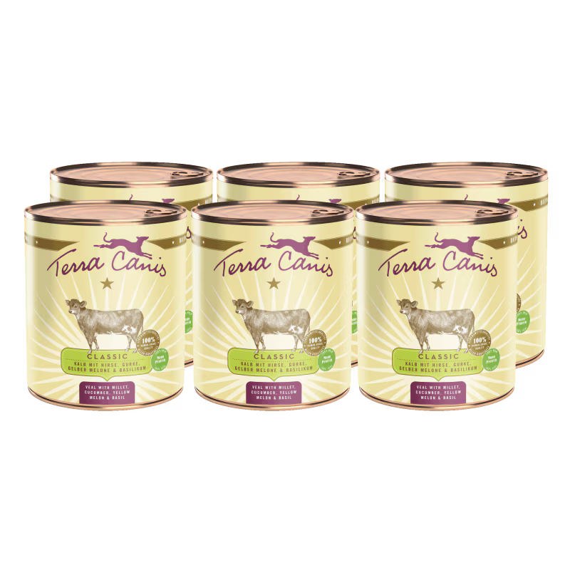 Terra Canis Menü Classic Kalb mit Hirse, Gurke, gelber Melone & Basilikum