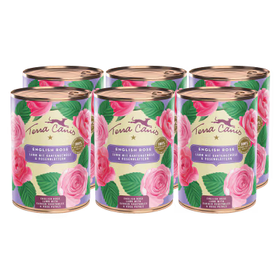 Terra Canis Menü Flower Menü Englische Rose / Lamm mit Gartengemüse und Rosenblättern