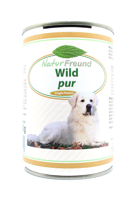 NaturFreund Wild pur – Hochwertiges Nassfutter für Hunde mit 70% Wildfleisch