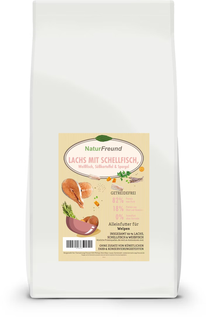 NaturFreund Junior Lachs mit Schellfisch, blauem Wittling, Süßkartoffel & Spargel