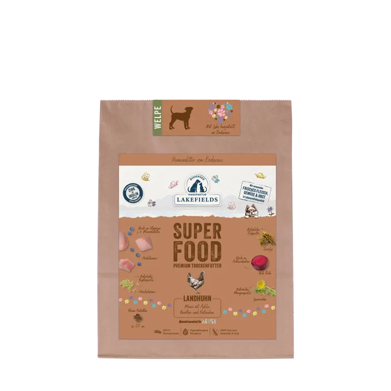 SUPERFOOD Premium LANDHUHN Komplettmenü für Welpen