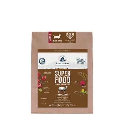 Lakefields SUPERFOOD Premium Weidelam Compleetmenu voor Kleine Honden – Graanvrij & Natuurlijk