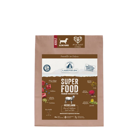 Lakefields SUPERFOOD Premium Weidelam Compleetmenu voor Kleine Honden – Graanvrij & Natuurlijk