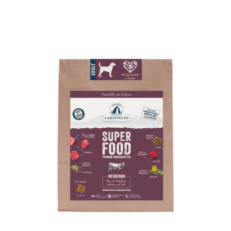 Lakefields SUPERFOOD Premium Rund Compleetmenu voor Kleine Honden – Graanvrij & Natuurlijk