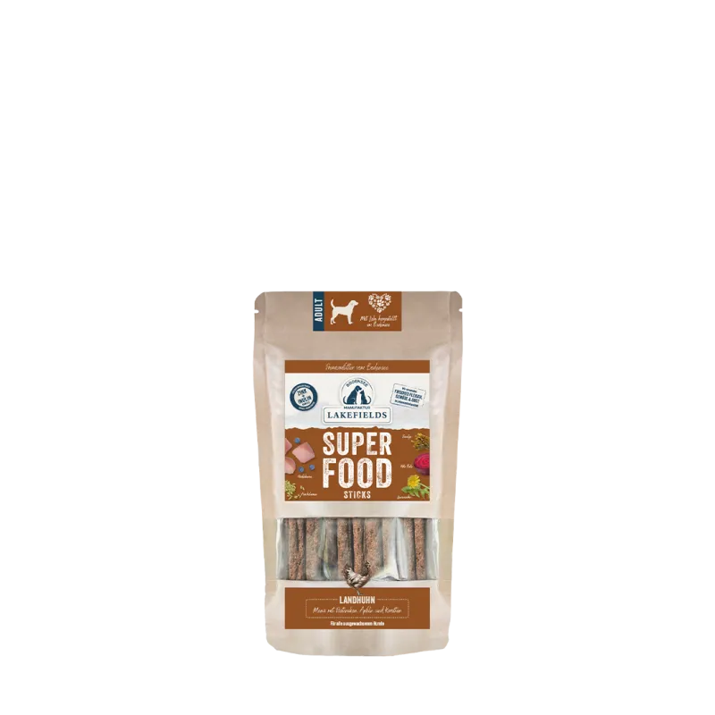 Lakefields SUPERFOOD Premium Sticks Landhuhn – Natürliche Kausnacks für Welpen