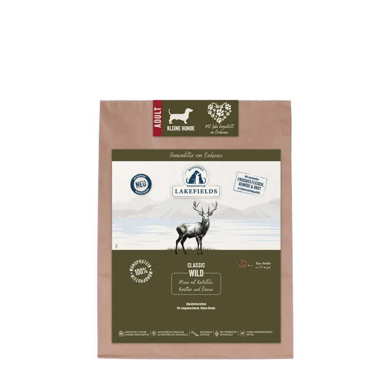 Lakefields WILD mit Pastinaken, Karotten & Heidelbeeren für Kleine Hunde – Getreidefrei
